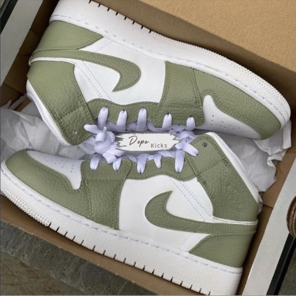 Custom Olive Green Air Jordan 1 Mids